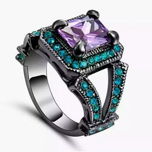 New Unique Amethyst Black Gold Ring.